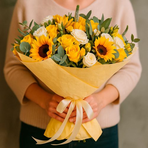 Букет из свежих цветов «Солнечный привет»