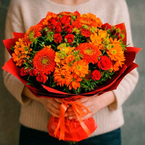 Цветочный букет «Оранжевое сияние»